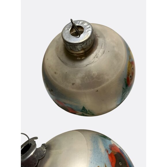 Vintage Corning Glass Works Christmas Ornaments Set Of 6 With  Winter Scenes - Picture 7 of 13